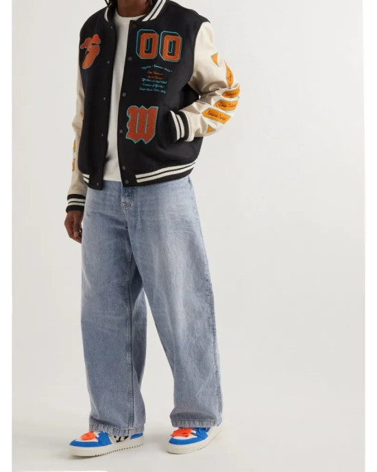 Off-White Wool-Blend Varsity Jacket