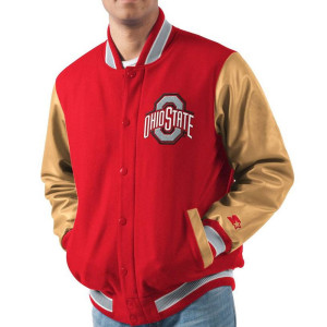 Ohio State Buckeyes Red and Brown Wool Varsity Jacket