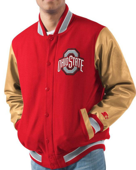 Ohio State Buckeyes Red and Brown Wool Varsity Jacket Ohio State Buckeyes Red and Brown Wool Varsity Jacket