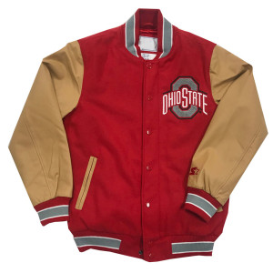 Ohio State Buckeyes Red and Brown Wool Varsity Jacket