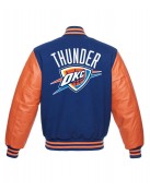 Oklahoma City Thunder Letterman Orange and Blue Jacket