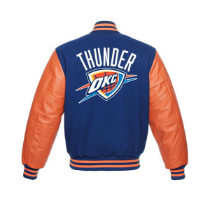 Oklahoma City Thunder Letterman Orange and Blue Jacket