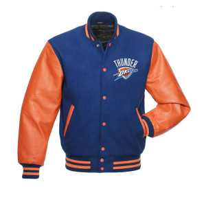 Oklahoma City Thunder Letterman Orange and Blue Jacket