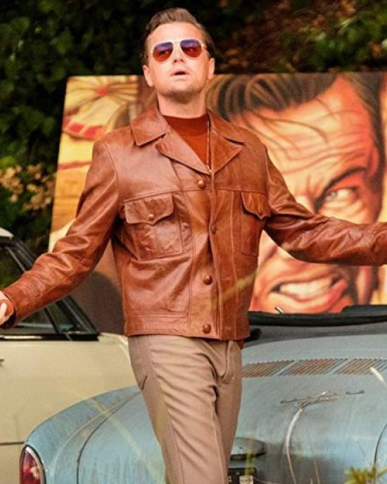 Once Upon A Time Leonardo DiCaprio Brown Leather Jacket Once Upon A Time Leonardo DiCaprio Brown Leather Jacket