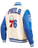 Philadelphia 76ers Retro Classic Off White Wool Varsity Jacket Philadelphia 76ers Retro Classic Off White Wool Varsity Jacket
