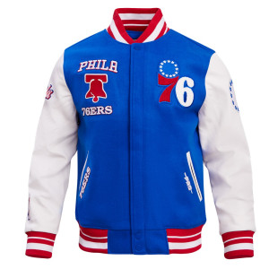 Philadelphia 76ers Retro Classic Off White Wool Varsity Jacket