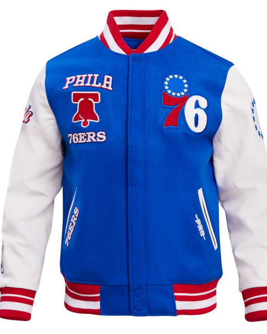 Philadelphia 76ers Retro Classic Off White Wool Varsity Jacket Philadelphia 76ers Retro Classic Off White Wool Varsity Jacket