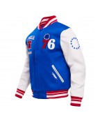 Philadelphia 76ers Retro Classic Off White Wool Varsity Jacket