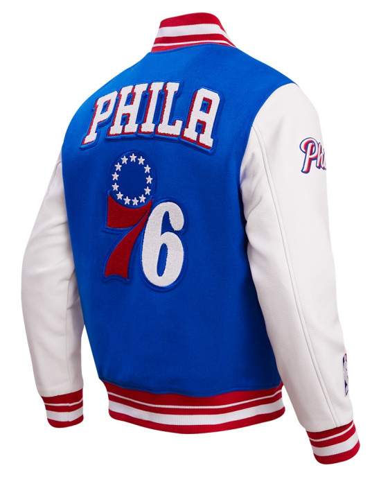 Philadelphia 76ers Retro Classic Off White Wool Varsity Jacket Philadelphia 76ers Retro Classic Off White Wool Varsity Jacket
