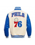 Philadelphia 76ers Retro Classic Off White Wool Varsity Jacket