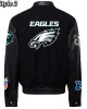 Philadelphia Eagles Black Wool and Leather Jacket Philadelphia Eagles Black Wool and Leather Jacket