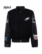 Philadelphia Eagles Black Wool and Leather Jacket