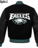 Philadelphia Eagles Black Wool and Leather Jacket Philadelphia Eagles Black Wool and Leather Jacket
