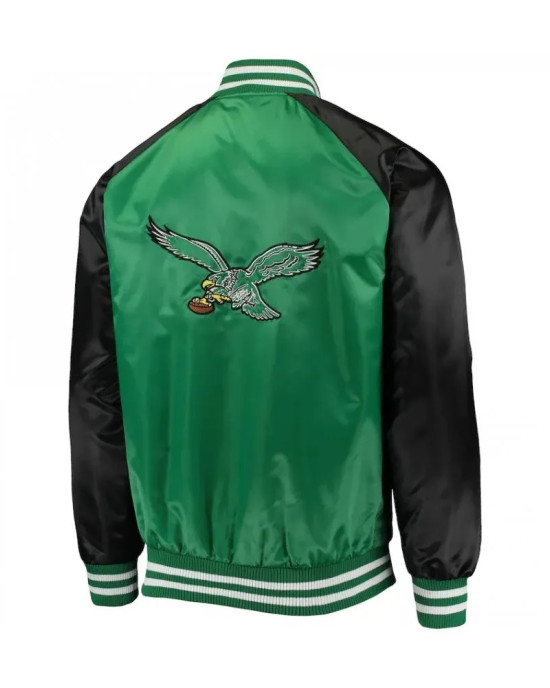 Philadelphia Eagles Lead Off Satin Varsity Jacket