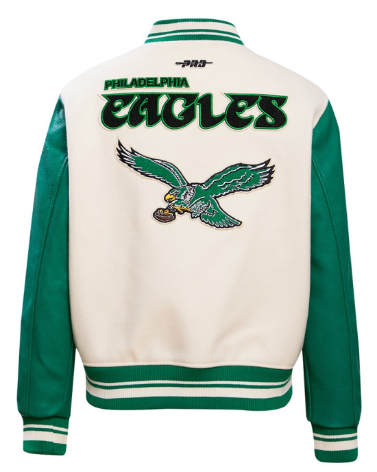 Philadelphia Eagles Retro Classic Cream And Green Varsity Jacket Philadelphia Eagles Retro Classic Cream And Green Varsity Jacket