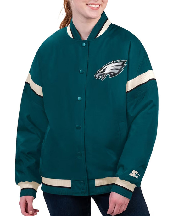 Philadelphia Eagles Tournament Midnight Green Varsity Jacket Philadelphia Eagles Tournament Midnight Green Varsity Jacket