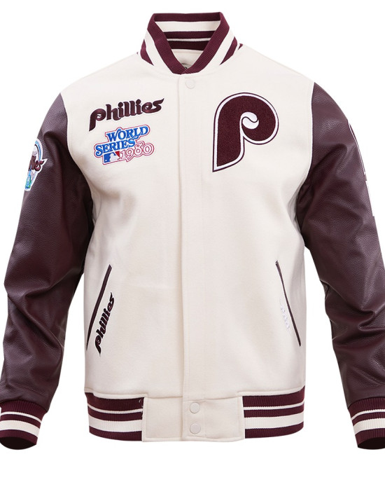 Philadelphia Phillies Burgundy Wool Varsity Jacket Philadelphia Phillies Burgundy Wool Varsity Jacket