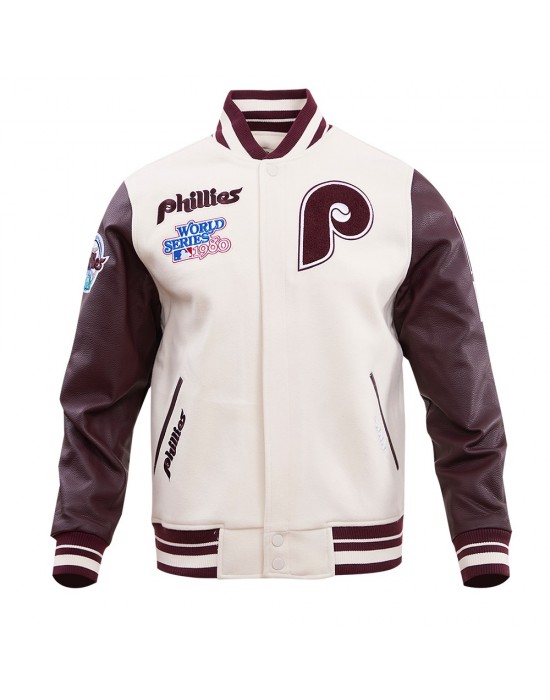 Philadelphia Phillies Burgundy Wool Varsity Jacket