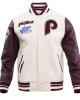 Philadelphia Phillies Burgundy Wool Varsity Jacket Philadelphia Phillies Burgundy Wool Varsity Jacket