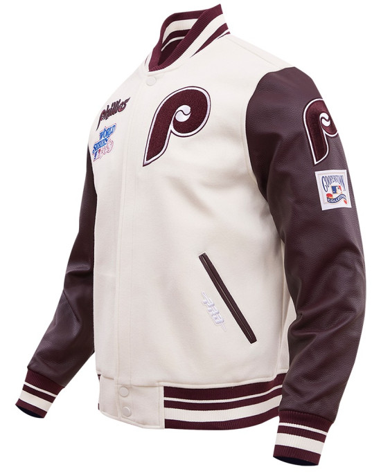Philadelphia Phillies Burgundy Wool Varsity Jacket Philadelphia Phillies Burgundy Wool Varsity Jacket