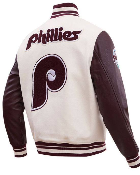 Philadelphia Phillies Burgundy Wool Varsity Jacket Philadelphia Phillies Burgundy Wool Varsity Jacket