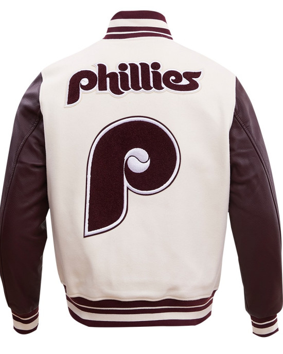 Philadelphia Phillies Burgundy Wool Varsity Jacket Philadelphia Phillies Burgundy Wool Varsity Jacket
