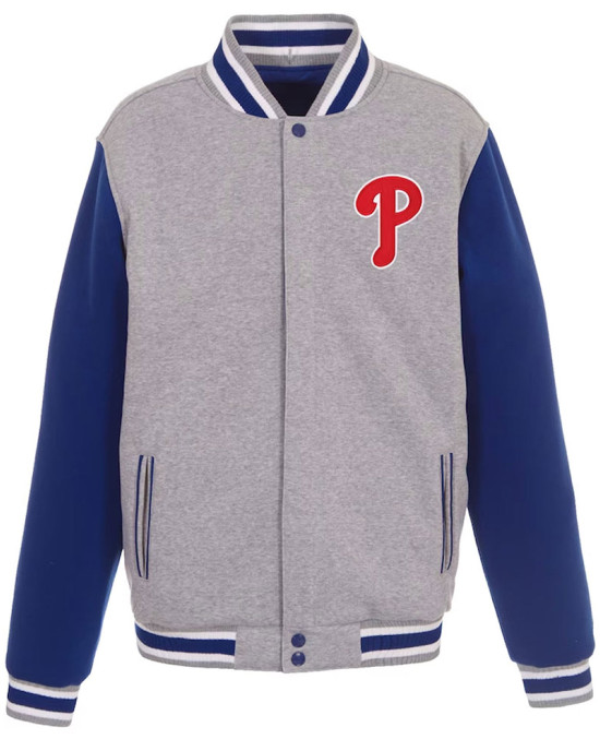 Philadelphia Phillies Gray and Royal Varsity Wool Jacket Philadelphia Phillies Gray and Royal Varsity Wool Jacket