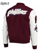 Philadelphia Phillies Letterman Burgundy and White Jacket