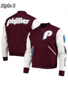 Philadelphia Phillies Letterman Burgundy and White Jacket