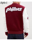 Philadelphia Phillies Letterman Burgundy and White Jacket