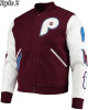 Philadelphia Phillies Letterman Burgundy and White Jacket Philadelphia Phillies Letterman Burgundy and White Jacket