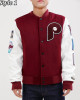 Philadelphia Phillies Letterman Burgundy and White Jacket Philadelphia Phillies Letterman Burgundy and White Jacket