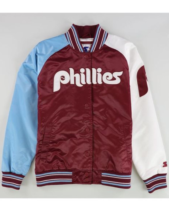 Philadelphia Phillies Purple and White Satin Jacket Philadelphia Phillies Purple and White Satin Jacket