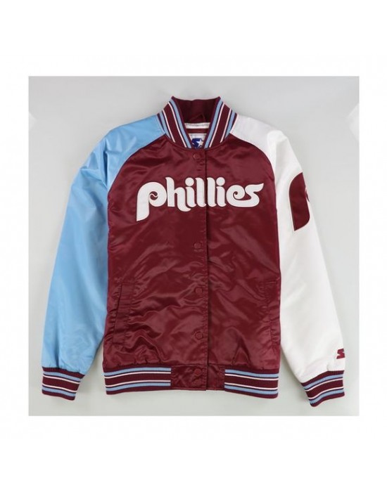 Philadelphia Phillies Purple and White Satin Jacket