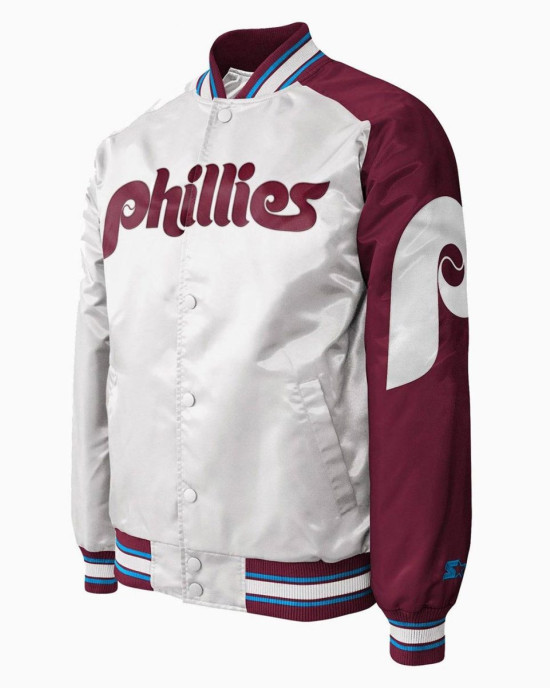 Philadelphia Phillies Purple and White Satin Jacket Philadelphia Phillies Purple and White Satin Jacket