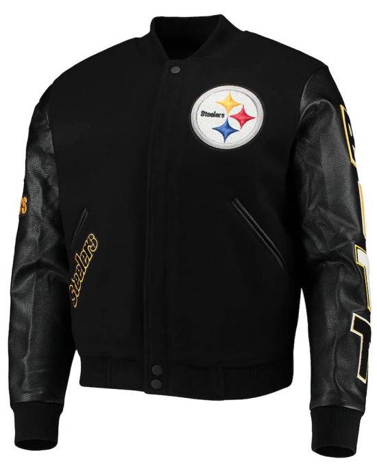 Pittsburgh Steelers Logo Black Letterman Jacket Pittsburgh Steelers Logo Black Letterman Jacket