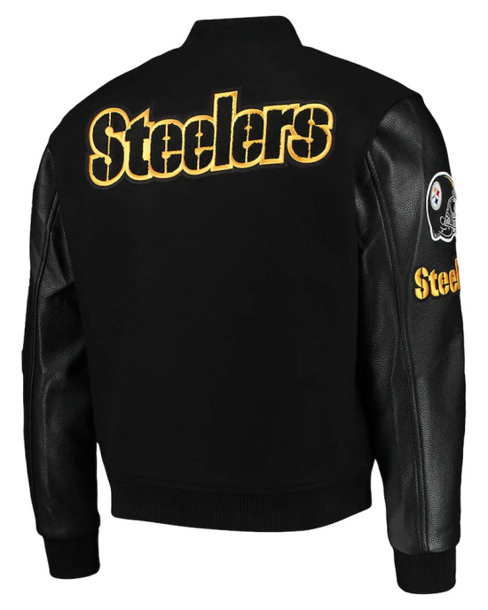 Pittsburgh Steelers Logo Black Letterman Jacket Pittsburgh Steelers Logo Black Letterman Jacket