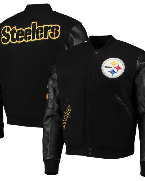 Pittsburgh Steelers Logo Black Letterman Jacket Pittsburgh Steelers Logo Black Letterman Jacket