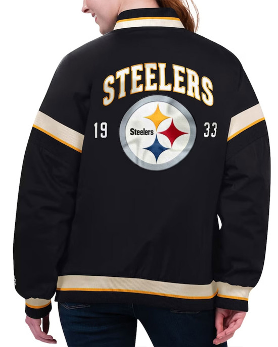 Pittsburgh Steelers Tournament Black Varsity Jacket Pittsburgh Steelers Tournament Black Varsity Jacket