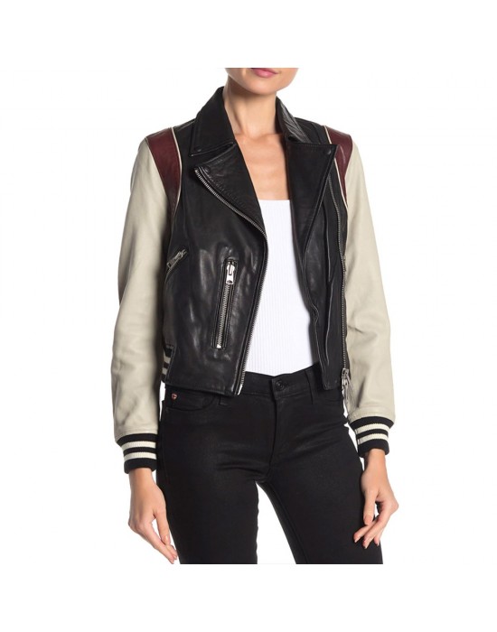 Pivoting Maggie Q Leather Jacket