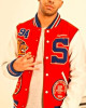Playboi Carti Supreme Tiger Letterman Red and White Jacket Playboi Carti Supreme Tiger Letterman Red and White Jacket