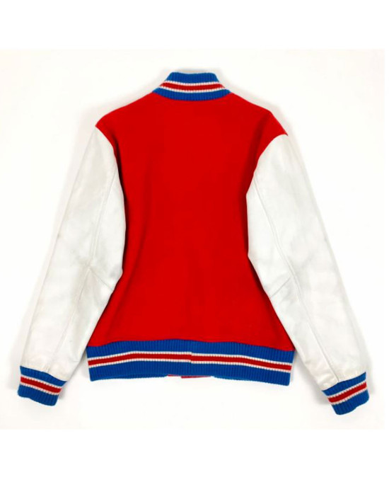 Playboi Carti Supreme Tiger Letterman Red and White Jacket Playboi Carti Supreme Tiger Letterman Red and White Jacket
