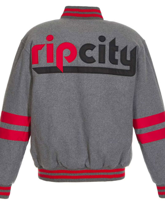 Portland Trail Blazers Gray Varsity Wool Jacket Portland Trail Blazers Gray Varsity Wool Jacket