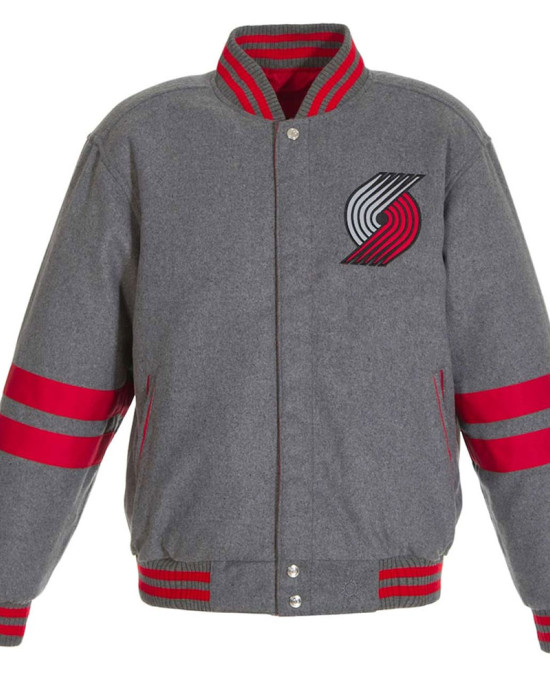 Portland Trail Blazers Gray Varsity Wool Jacket Portland Trail Blazers Gray Varsity Wool Jacket