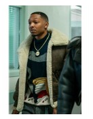 Power Book III Malcolm M. Mays Shearling Bomber Brown Leather Jacket