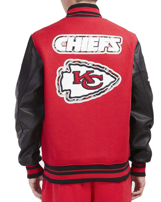 Prep Kansas City Chiefs Red and Black Varsity Jacket Prep Kansas City Chiefs Red and Black Varsity Jacket