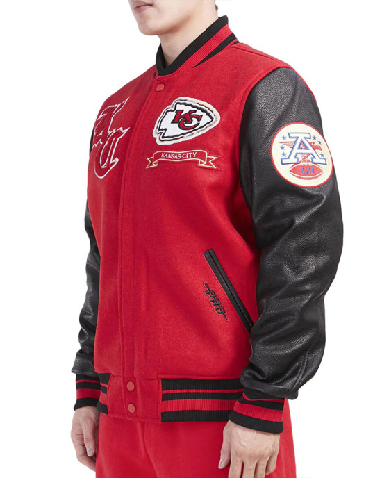 Prep Kansas City Chiefs Red and Black Varsity Jacket Prep Kansas City Chiefs Red and Black Varsity Jacket
