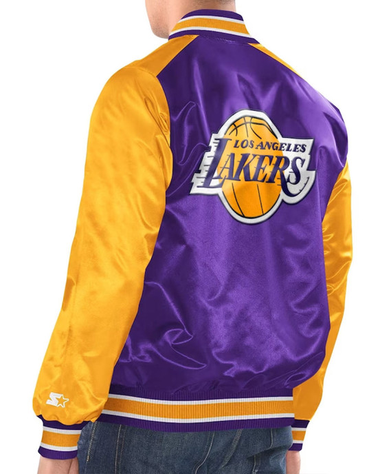 Purple/Gold La Lakers Renegade Varsity Satin Jacket Purple/Gold La Lakers Renegade Varsity Satin Jacket