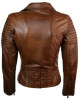 Real Slim Fit Waxed Brown Women Leather Biker Jacket Real Slim Fit Waxed Brown Women Leather Biker Jacket
