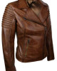 Real Slim Fit Waxed Brown Women Leather Biker Jacket Real Slim Fit Waxed Brown Women Leather Biker Jacket